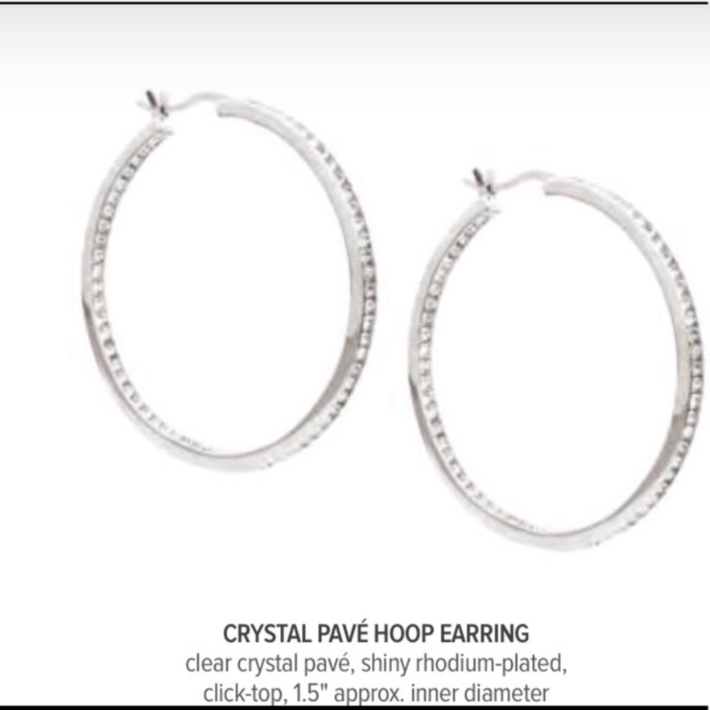 LAST ONE Chloe + Isabel Crystal Pavé Hoop Earrings - Picture 6 of 8
